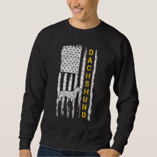 Sudadera Bandera Americana Vintage Usa Dachshund Perro Wien