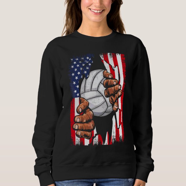 Sudadera Bandera Americana Voleibol Dentro De Me Patriótico (Anverso)