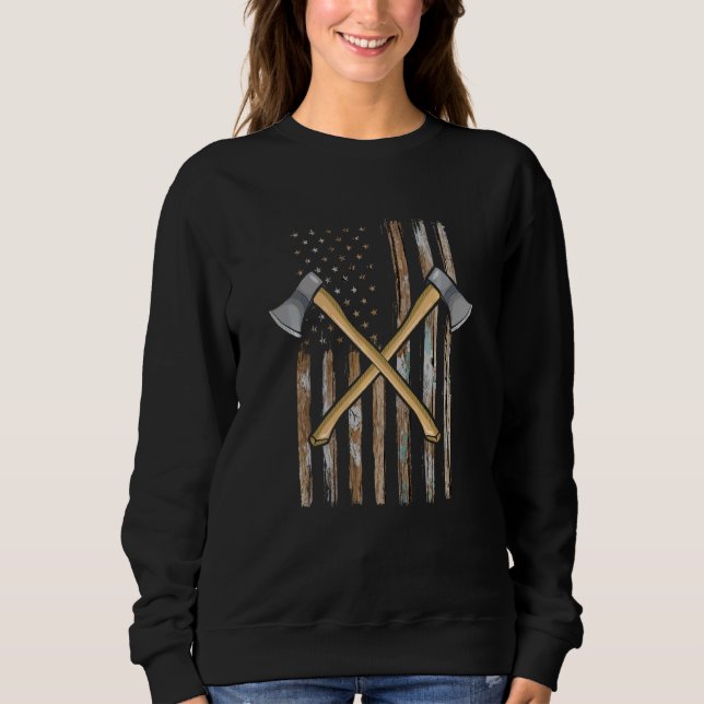 Sudadera Bandera Americana Woodworker Men Lumberjac (Anverso)