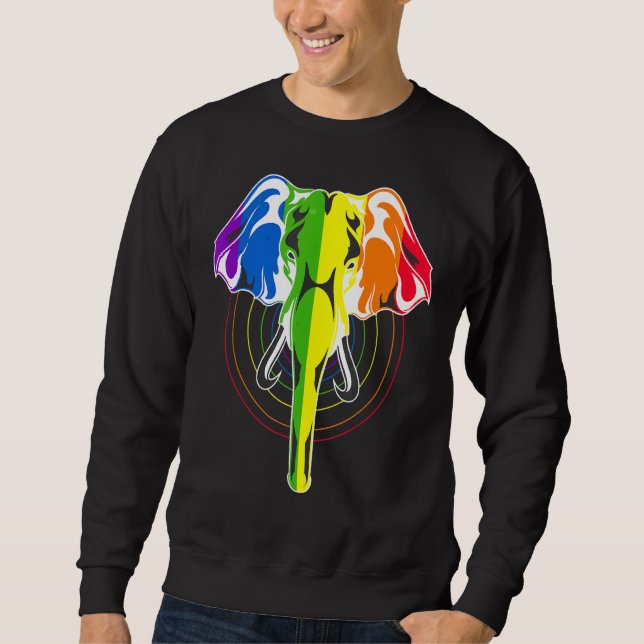 Sudadera Bandera arcoiris del elefante Mes del Orgullo Gay  (Anverso)