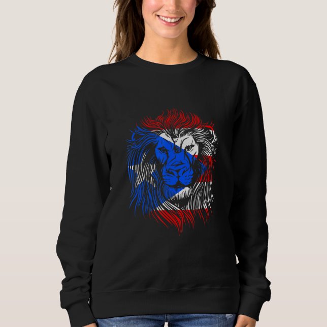 Sudadera Bandera Boricua Cabeza de León León Skull Orgullo  (Anverso)