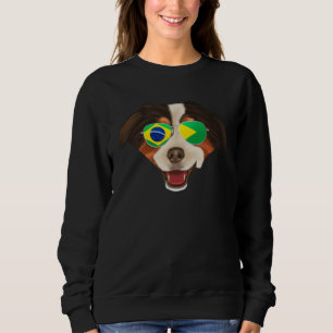 Sudadera Bandera Brasileña Miniatura American Shepherd Dog 