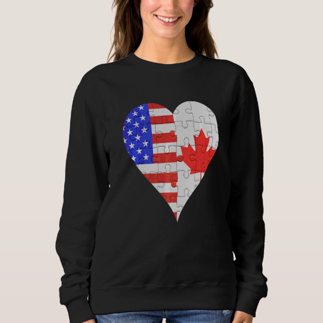 Sudadera Bandera Canadiense Americana Corazón (Anverso)