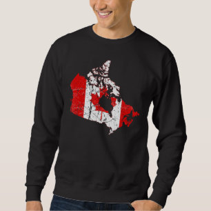 Sudadera Bandera canadiense con mapa de Canadá angustiado