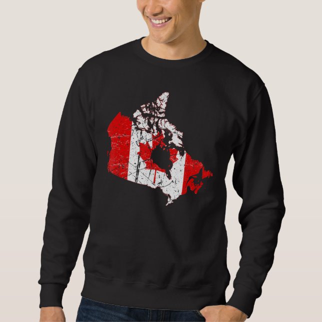 Sudadera Bandera canadiense con mapa de Canadá angustiado (Anverso)