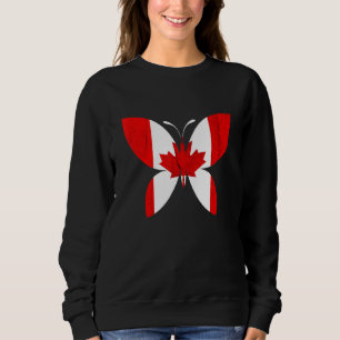 Sudadera Bandera canadiense de la hoja de arce de mariposa