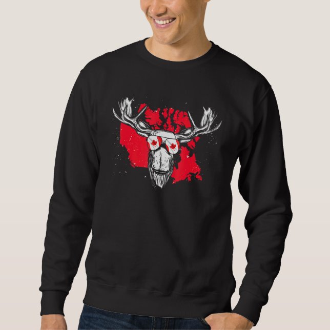 Sudadera Bandera canadiense Maple Leaf Moose Animal Guay Ca (Anverso)