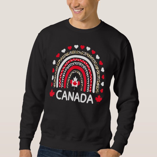 Sudadera Bandera canadiense Maple Leaf Rainbow Leopard Cana (Anverso)