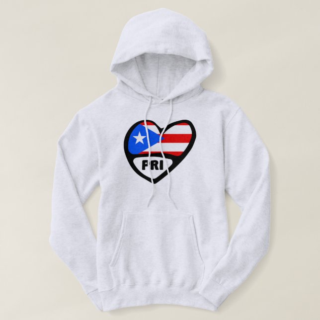 Sudadera Bandera cardíaca PRI de Puerto Rico (Diseño del anverso)