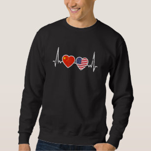 Sudadera Bandera chino estadounidense latido corazón China