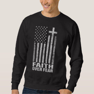 Sudadera Bandera Cristiana Genial Cruz de Fe Sobre Miedo pa