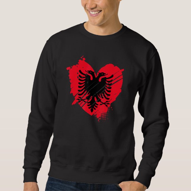 Sudadera Bandera de Albania Me Encanta Que Está En Mi Adn P (Anverso)