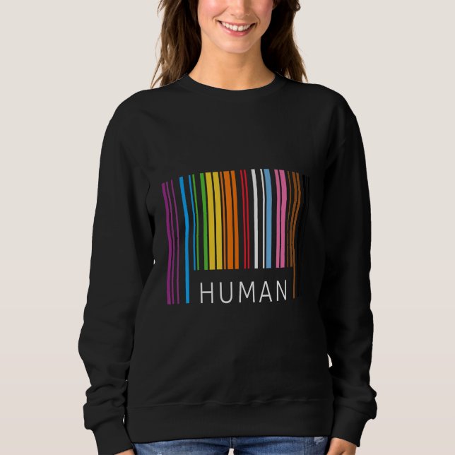 Sudadera Bandera de arcoíris del código de barras LGBTQ hum (Anverso)