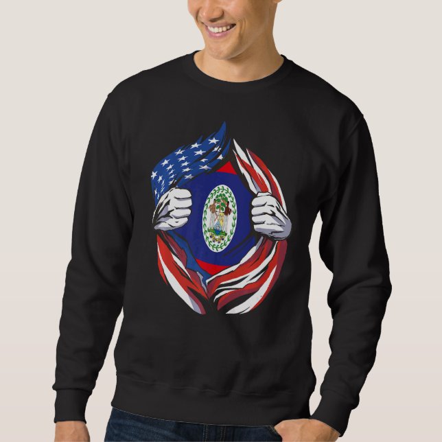 Sudadera Bandera de Belice Orgullo americano de mi herencia (Anverso)