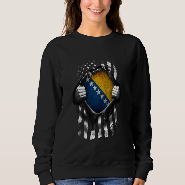 Sudadera Bandera De Bosnia Ee.Uu. (Anverso)