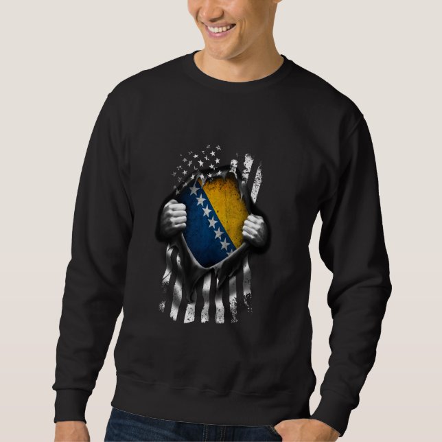 Sudadera Bandera De Bosnia Ee.Uu. (Anverso)