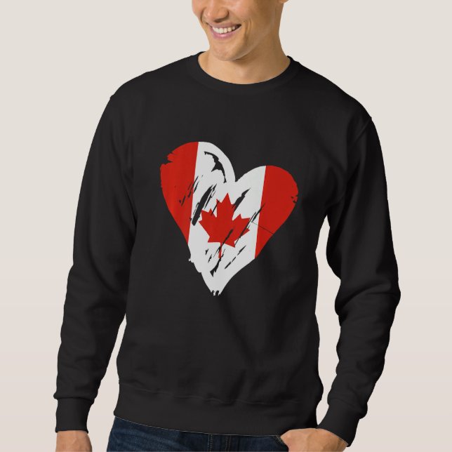 Sudadera Bandera de Canadá: corazón retro, hoja de arce can (Anverso)