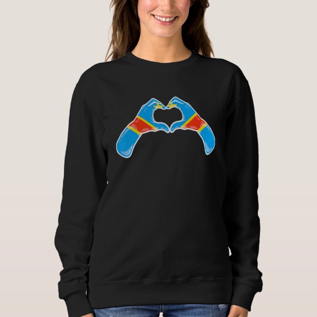 Sudadera Bandera de Congo Corazón congoleño 2 (Anverso)