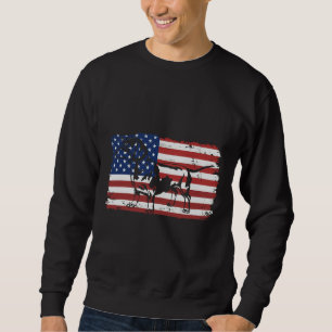 Sudadera Bandera de Dachshund América Bandera retro estadou