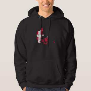 Sudadera Bandera de Dinamarca con mapa danés angustiado