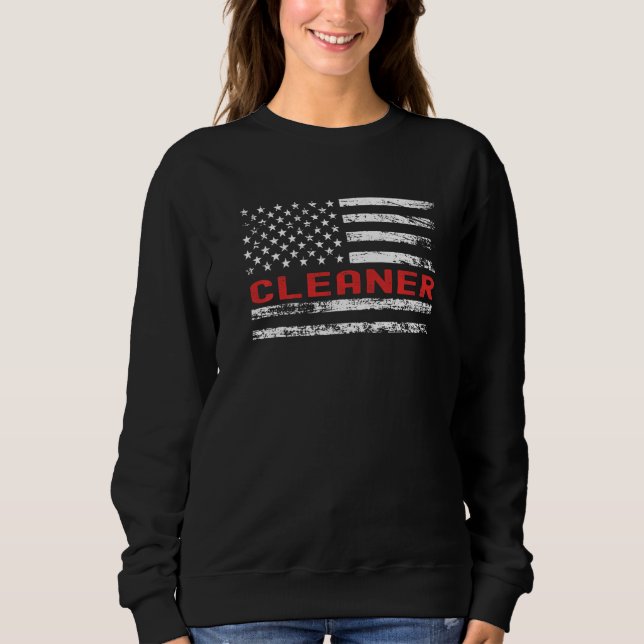 Sudadera Bandera de EE. UU. de limpiador Profesión Título d (Anverso)