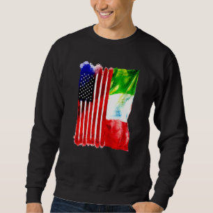 Sudadera Bandera De Ee.Uu. Italia Media Estadounidense Raíc