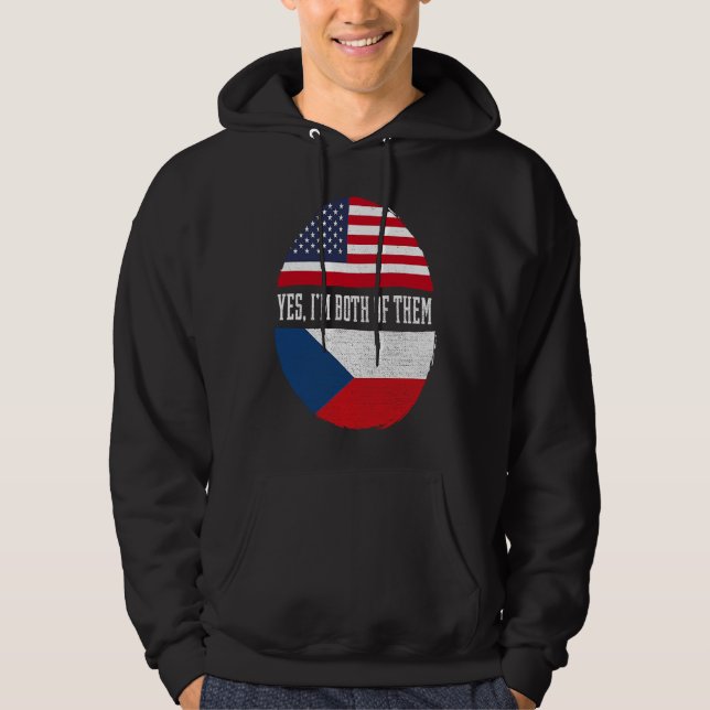 Sudadera Bandera de EE. UU. mitad americana mitad checa Rep (Anverso)
