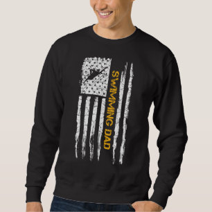 Sudadera Bandera De Ee.Uu. Orgullosa Natación Papá Nadar S