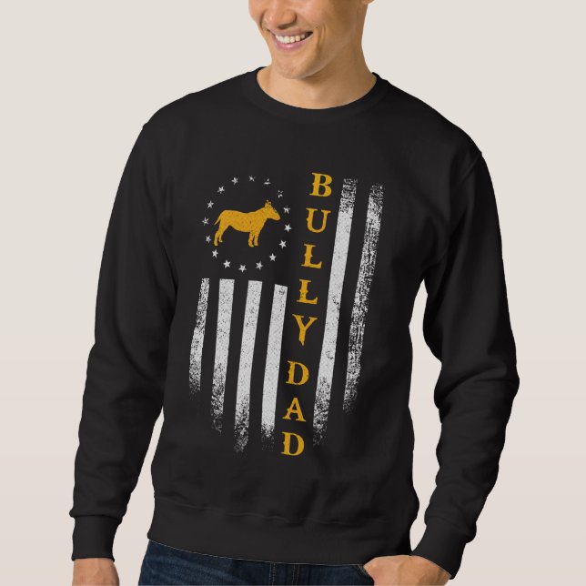 Sudadera Bandera De Ee.Uu. Orgullosa Toro Terrier Dad Bully (Anverso)