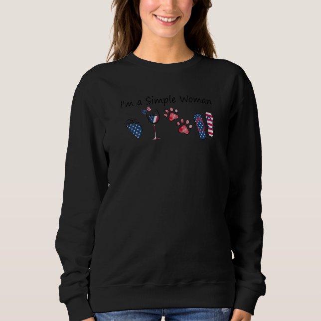 Sudadera Bandera De Ee. Uu. Soy Mujer Simple Taco Vino Perr (Anverso)