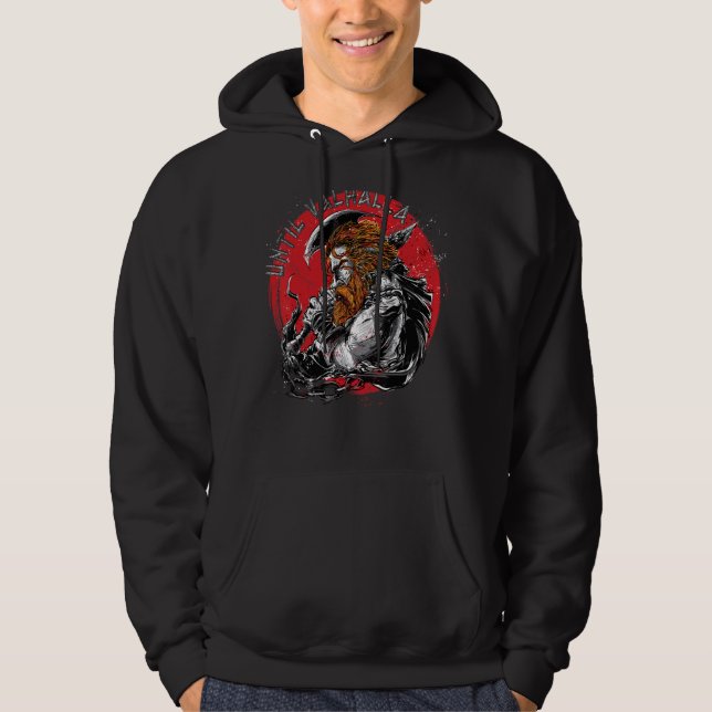 Sudadera Bandera de EE. UU. 'Til Valhalla Guerrero Vikingo  (Anverso)