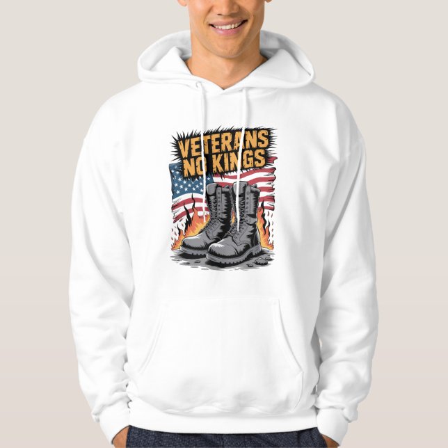 Sudadera Bandera de EE. UU. Veteranos No Reyes (Anverso)