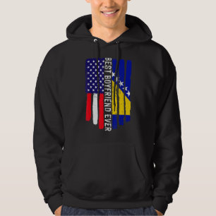 Sudadera Bandera De Ee.Uu. Y Bandera De Bosnia Y Herzegovin
