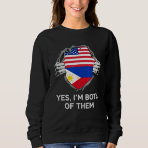 Sudadera Bandera de EE. UU. y Filipinas mitad americano mit