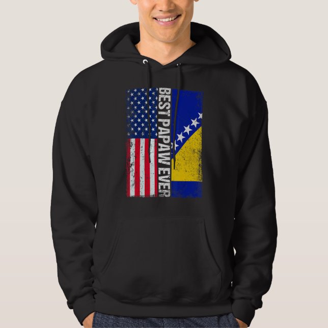 Sudadera Bandera De Eeuu Y Bandera De Bosnia Y Herzegovina  (Anverso)