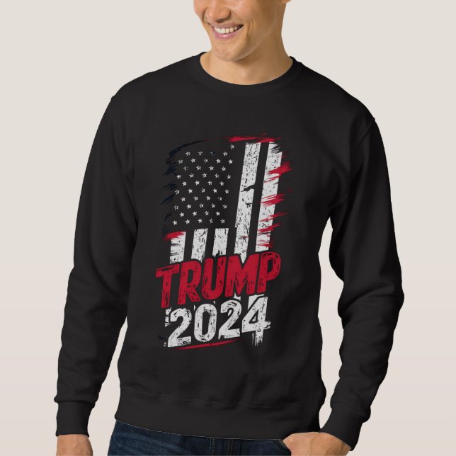 Sudadera Bandera de época de EE. UU. TRUMP 2024 (Anverso)
