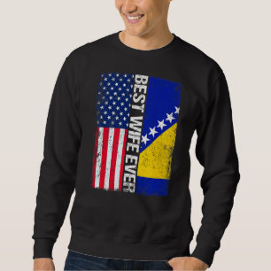 Sudadera Bandera De Estados Unidos Y Bandera De Bosnia Y He