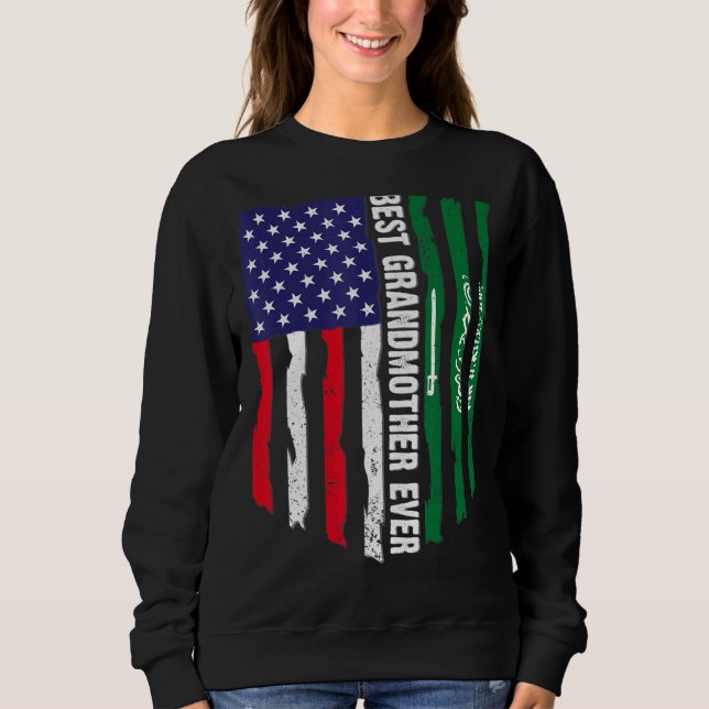 Sudadera Bandera de Estados Unidos y mejor abuela de Arabia (Anverso)