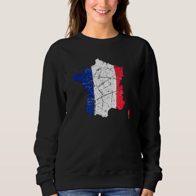 Sudadera Bandera de Francia con mapa de Francia desgastado (Anverso)