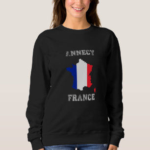 Sudadera Bandera de Francia Retro Annecy Francia Deteriorad