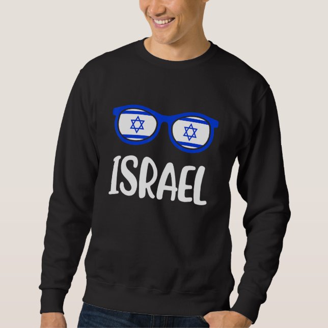 Sudadera Bandera de gafas de sol Israel Nacido judío israel (Anverso)