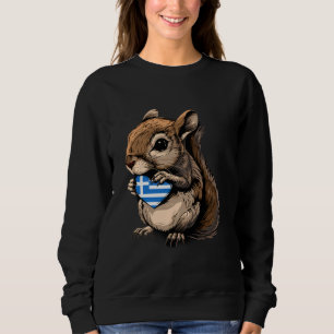 Sudadera Bandera de Grecia Ardilla Corazón Raíces Griegas H