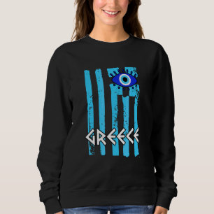Sudadera Bandera De Grecia Con Encanto De Nazar Ojo Malvado