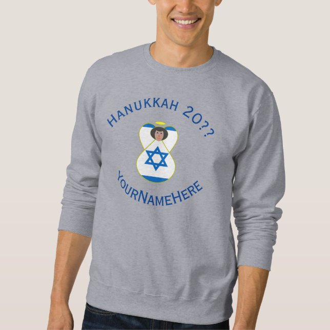 Sudadera Bandera de Hanukkah de Ángel Israel Azul Personali (Anverso)