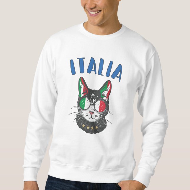 Sudadera Bandera de hincha italiana de mascota de gato de f (Anverso)