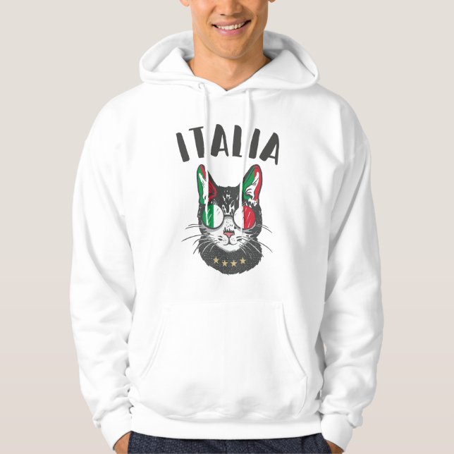 Sudadera Bandera de hincha italiana de mascota de gato de f (Anverso)