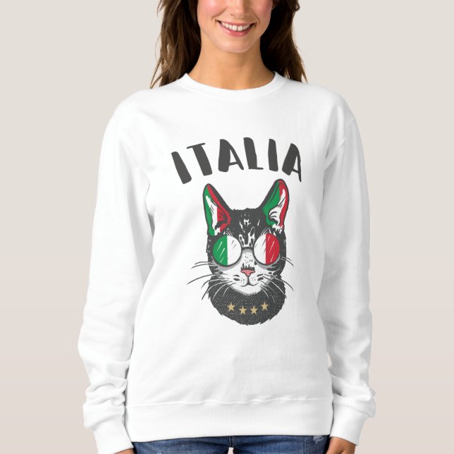 Sudadera Bandera de hincha italiana de mascota de gato de f (Anverso)