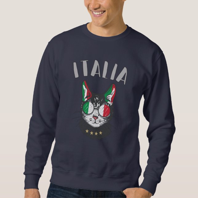 Sudadera Bandera de hincha italiana de mascota de gato de f (Anverso)