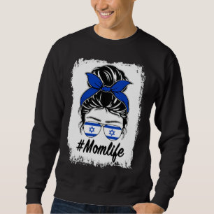 Sudadera Bandera de Israel Mamá israelí Moño Desordenado Vi