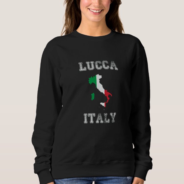 Sudadera Bandera de Italia Distressed Lucca Orgullo (Anverso)